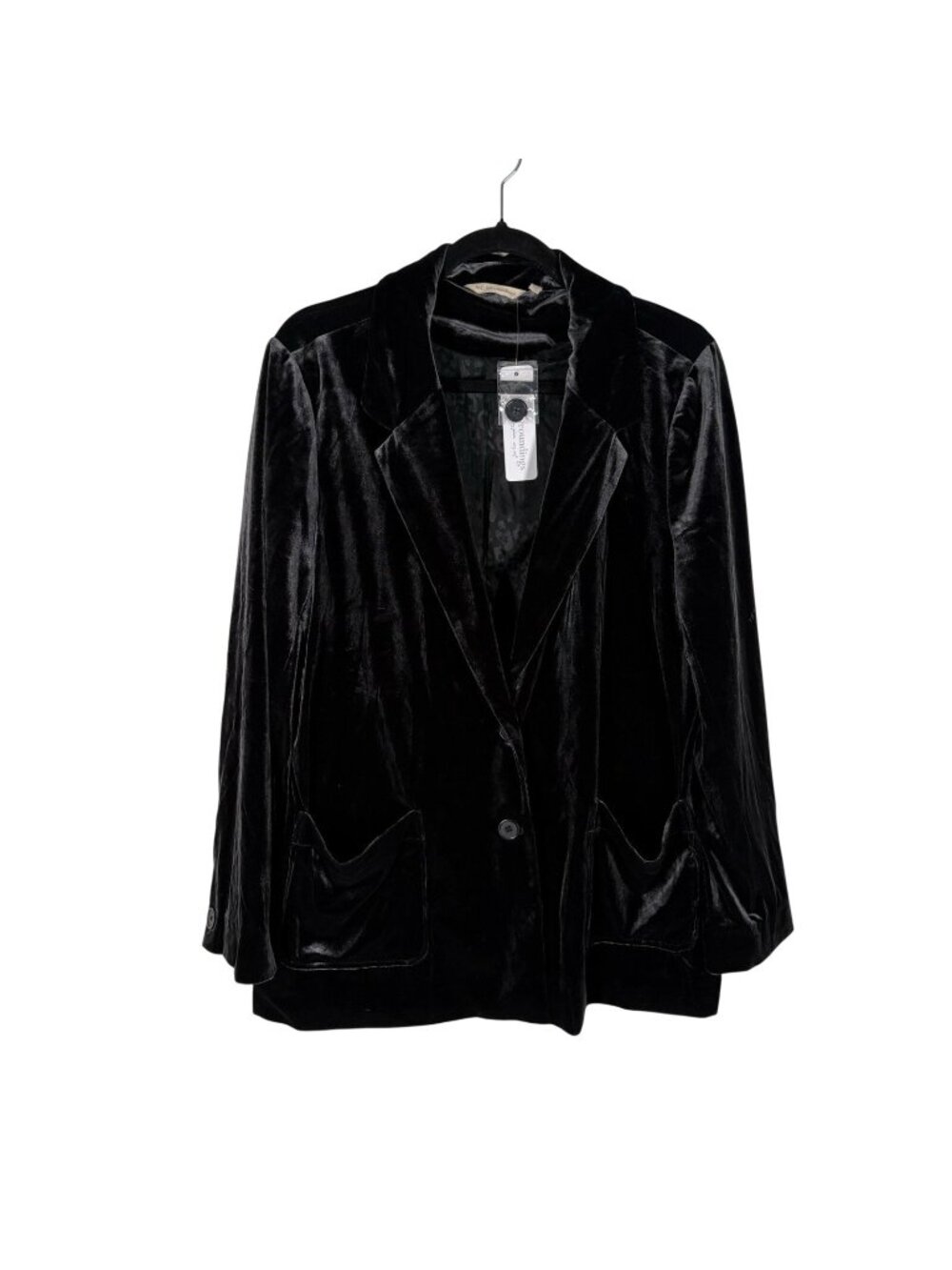 Soft Surroundings Women Plus Sz 1X Black Single Breasted Holly Velvet Blazer NWT